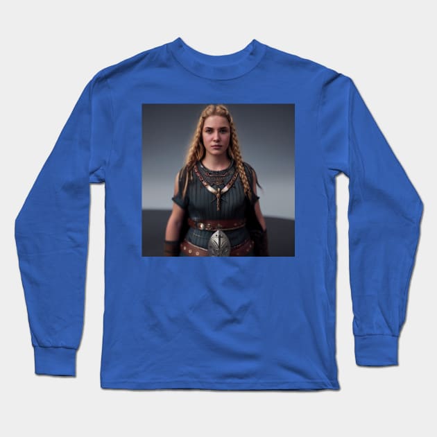 Viking Shield Maiden Long Sleeve T-Shirt by Grassroots Green